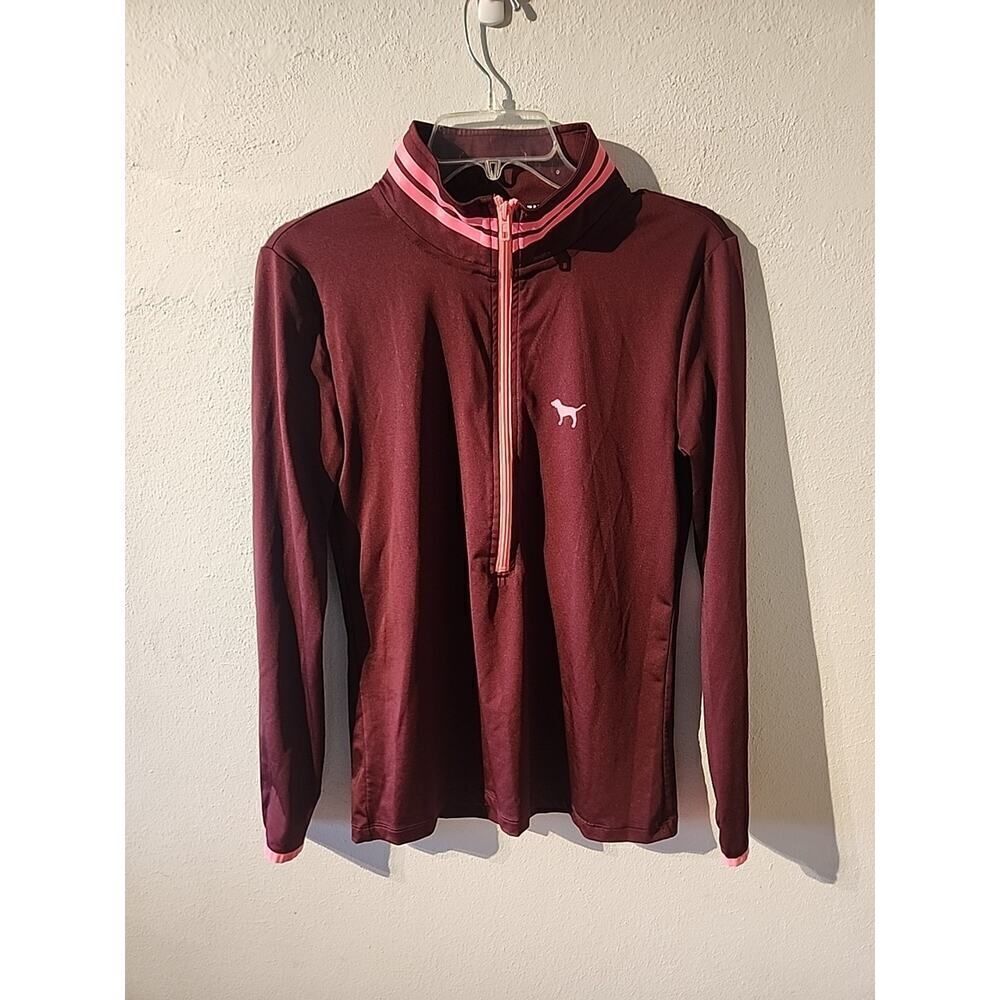 Victorias Secret Pink M Top Long Sleeve Burgundy Zip Ultimate Shirt Jacket